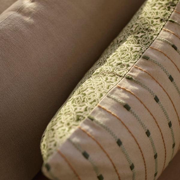 Neptune Cushions Frida Embroidered Bolster Cushion, Green
