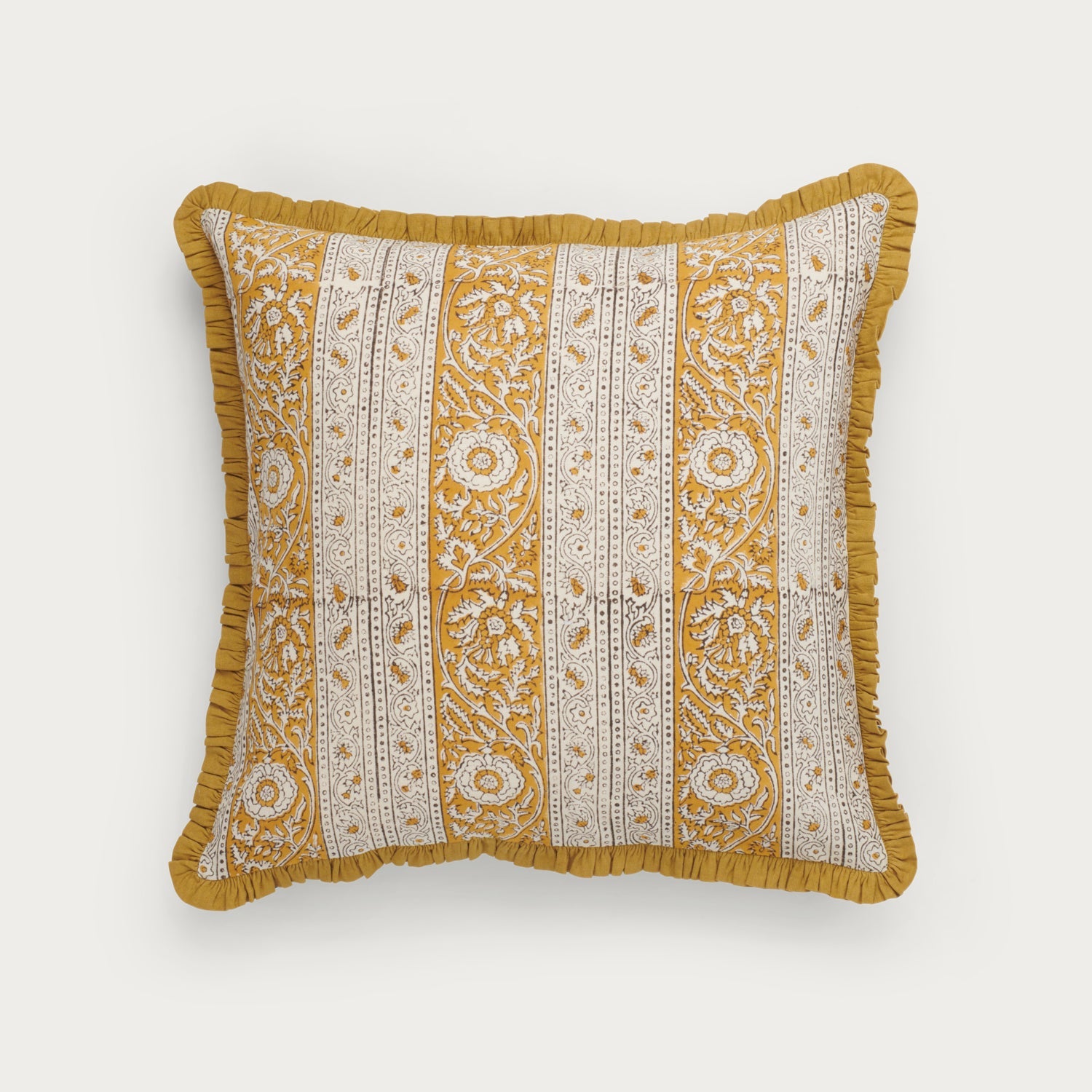 Neptune Cushions Mae Square Printed Scatter Cushion, Mustard