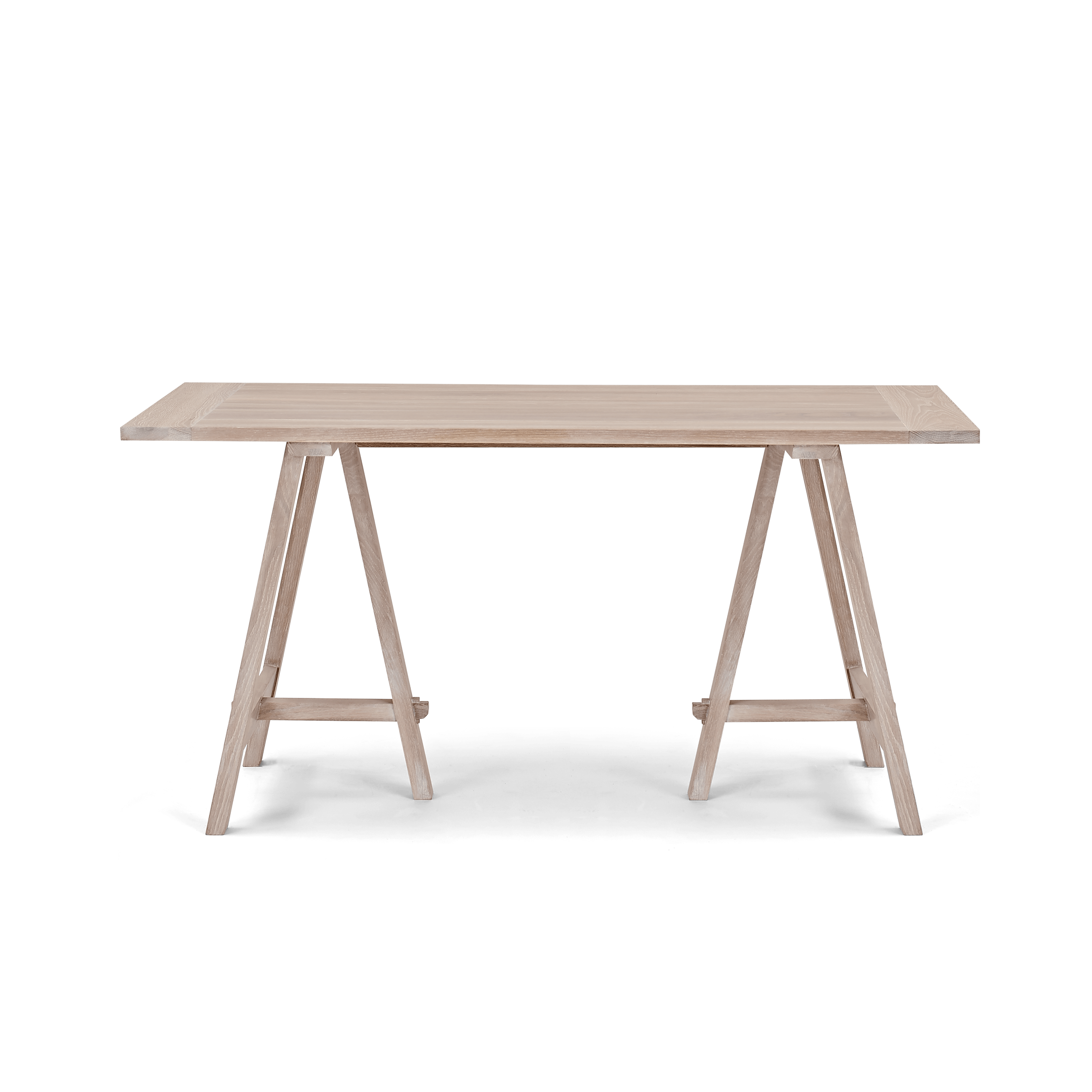 Neptune Desks & Workstations Chalked Oak Top & Chalked Oak Legs Hebden Trestle Table, Chalked Oak Legs