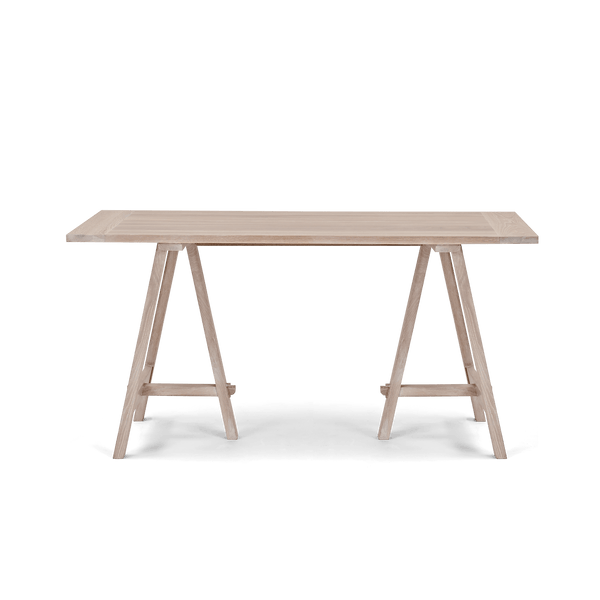 Neptune Desks & Workstations Chalked Oak Top & Chalked Oak Legs Hebden Trestle Table, Chalked Oak Legs