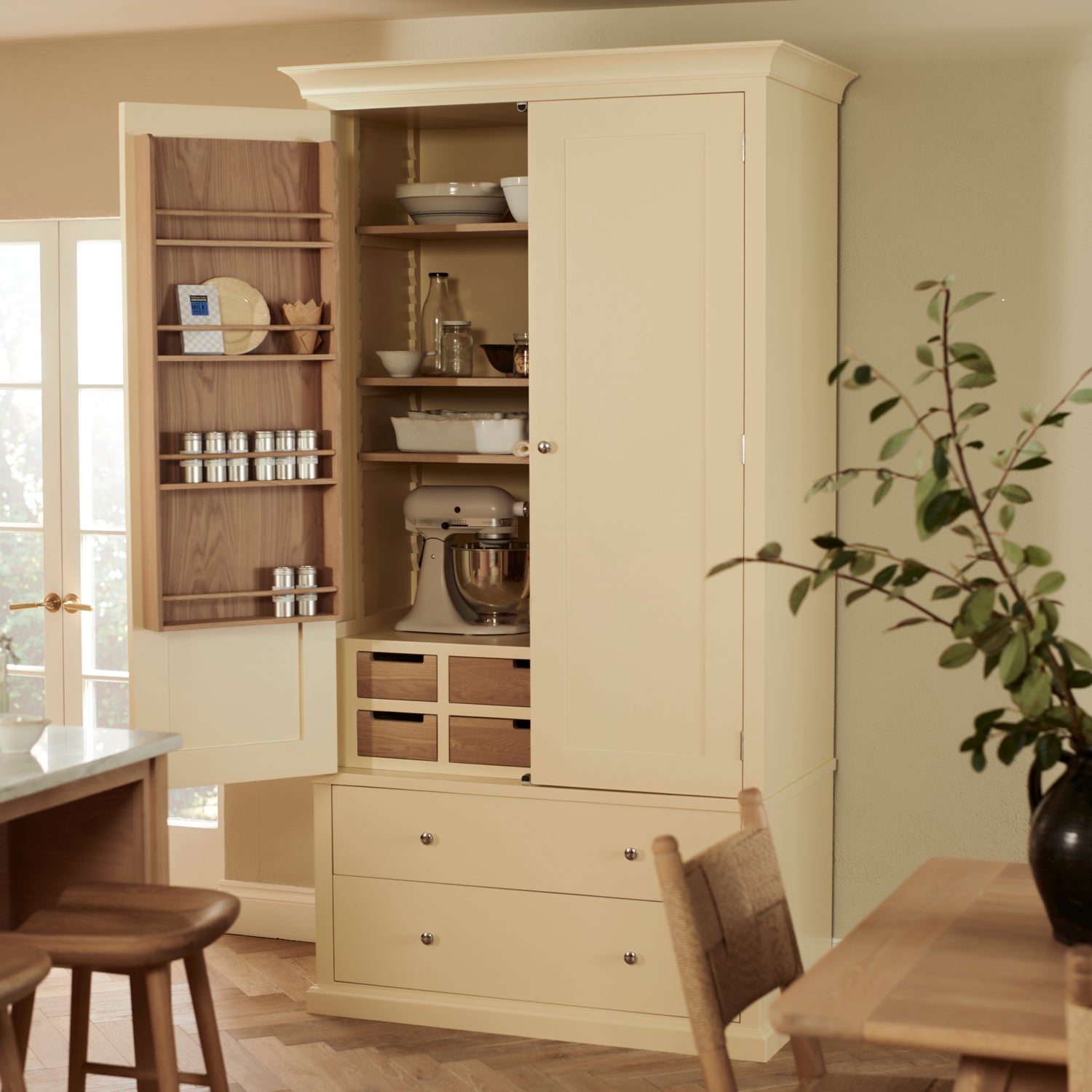 Neptune Full Height Cabinets Suffolk Freestanding Double Kitchen Larder, Painted