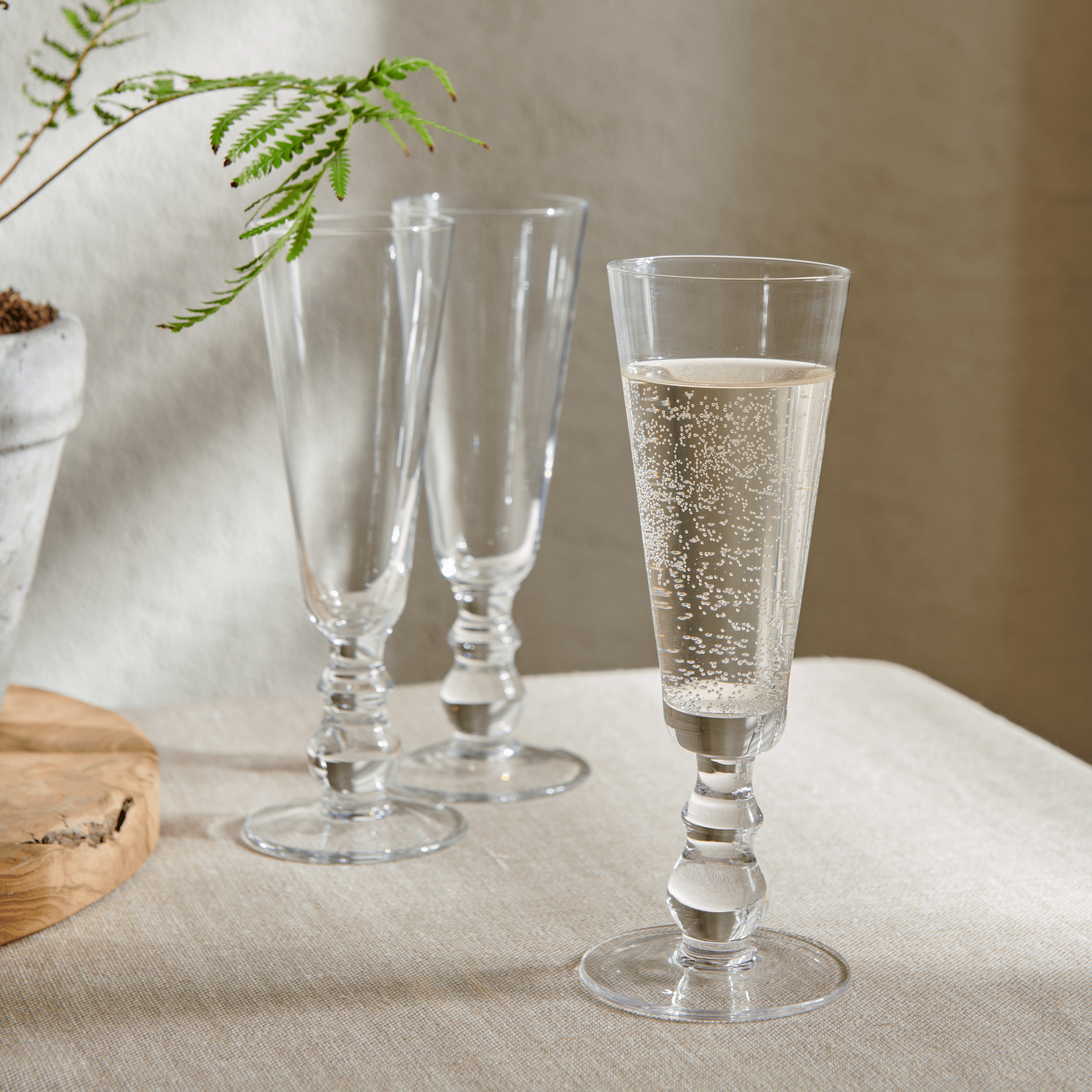 Neptune Glassware Greenwich Champagne Flutes, Set of 6