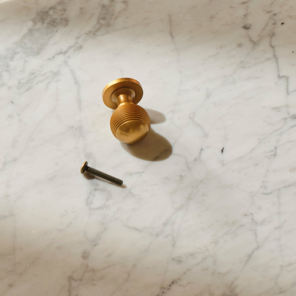 Neptune Handles & Hardware Flattened Brass Barlow Beehive Knob, Set of 2