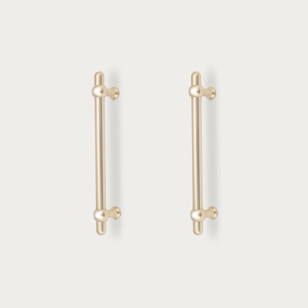 Neptune Handles & Hardware Polished Brass Oscott Medium Bar Handle, Set of 2