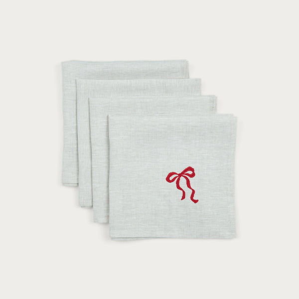 Neptune Table Linen & Accessories Default Yuletide Bow Napkins, Set of 4
