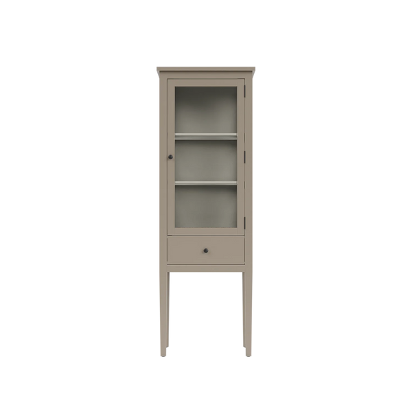 Neptune Free standing storage 0 paint service / Right Handed Portobello Narrow Glass Display Cabinet, Driftwood