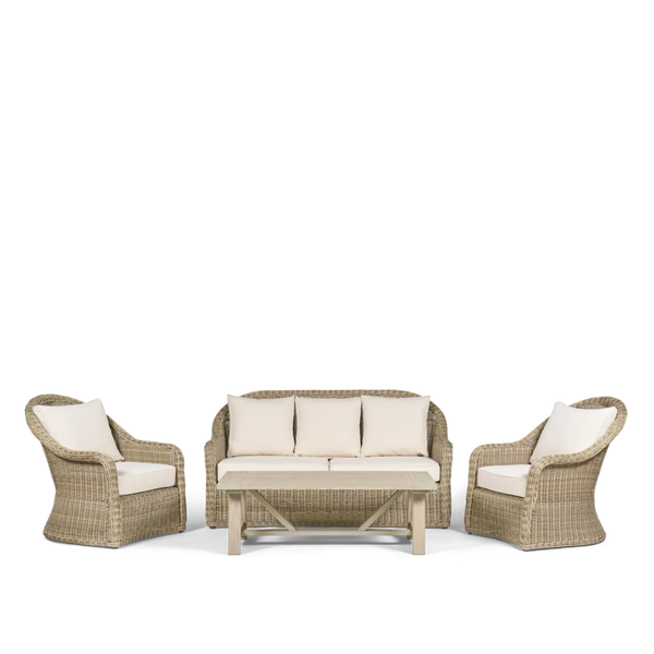 Neptune Seasonal_Garden_Outdoor sofas and relaxed chairs default Purbeck 4 Seater Wicker Garden Sofa & Armchair Set with Coffee Table