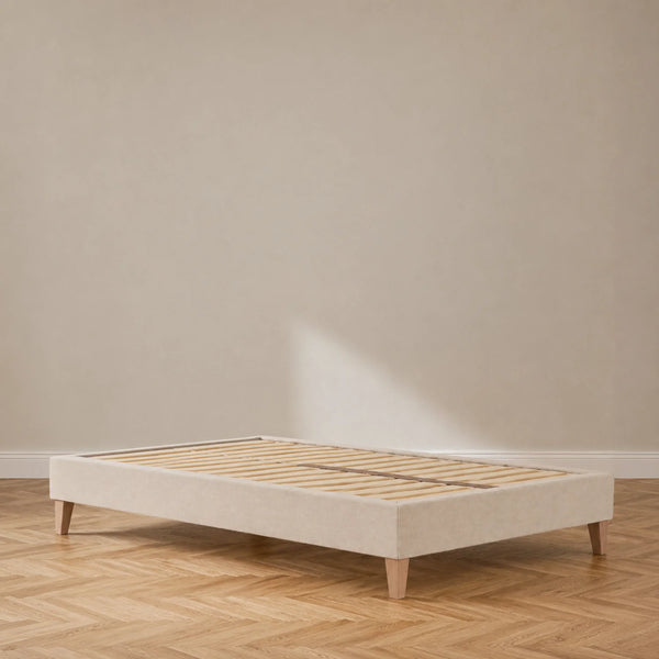 Neptune Beds default Francis Double Bed Base, Signature Linen Calico - Natural Oak Legs