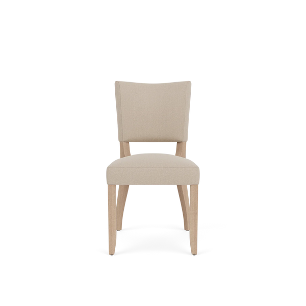 Neptune Furniture_Upholstery_Upholstered dining & bar stools default Renewed Mowbray Chairs, Heavyweight Linen Millet, Vintage Oak Legs