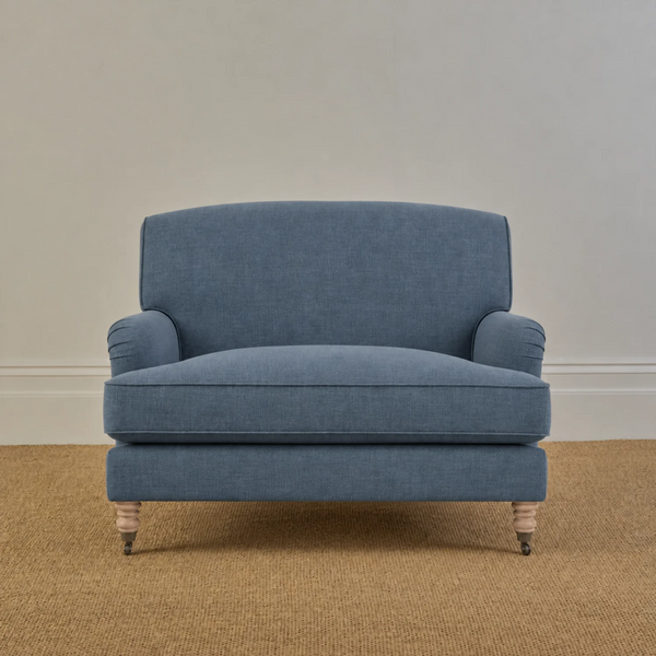 Renewed Olivia Loveseat - Signature Linen Denim - Natural Oak Legs