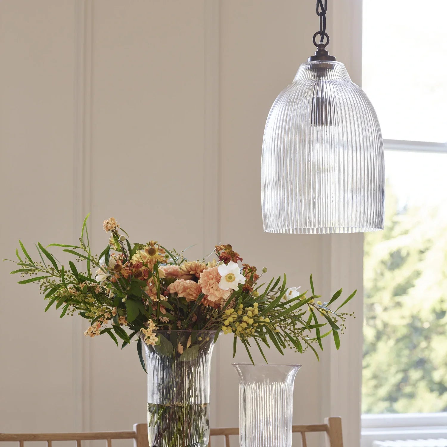 Neptune Accessories_Lighting_Pendants default Shaftesbury Small Flutted Glass Pendant Light, Bronze