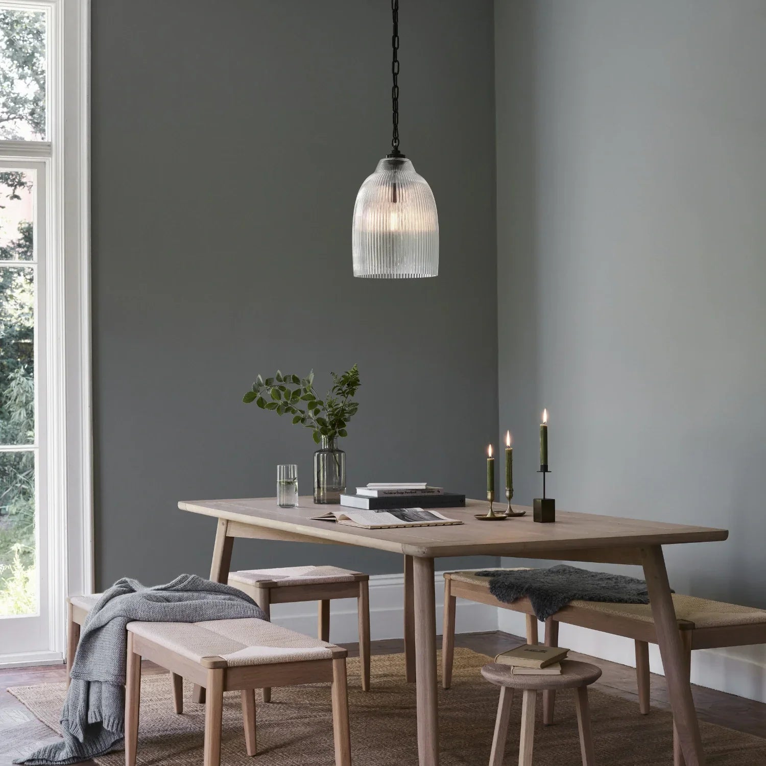 Neptune Accessories_Lighting_Pendants default Shaftesbury Small Flutted Glass Pendant Light, Bronze