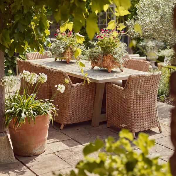 Neptune Seasonal_Garden_Outdoor sofas and relaxed chairs default Stanway 8 Seater Teak Garden Dining Table Set with Carver Chairs, Honey