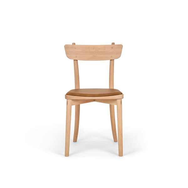 Stirling Oak Dining Chair, Tan Leather
