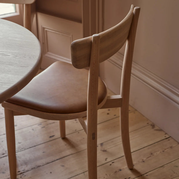 Stirling Oak Dining Chair, Tan Leather