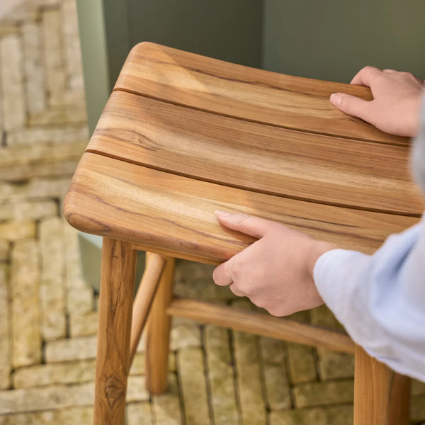 Neptune Seasonal_Garden_Outdoor dining and carver chairs default Walcot Teak Outdoor Garden Bar Stool
