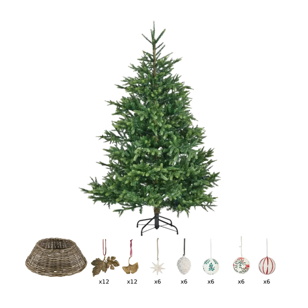 Woodland 6ft Pre-Lit Christmas Tree Set with Decorations