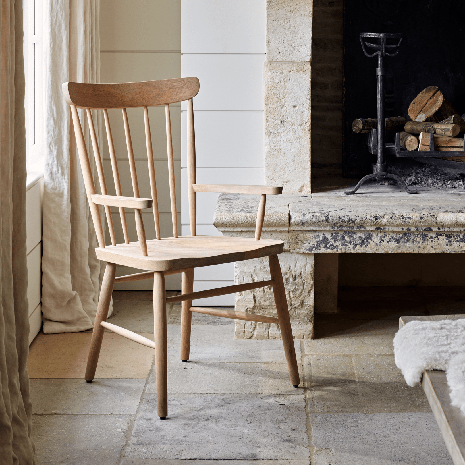 Neptune Chairs Wardley Carver Chair, Natural Oak