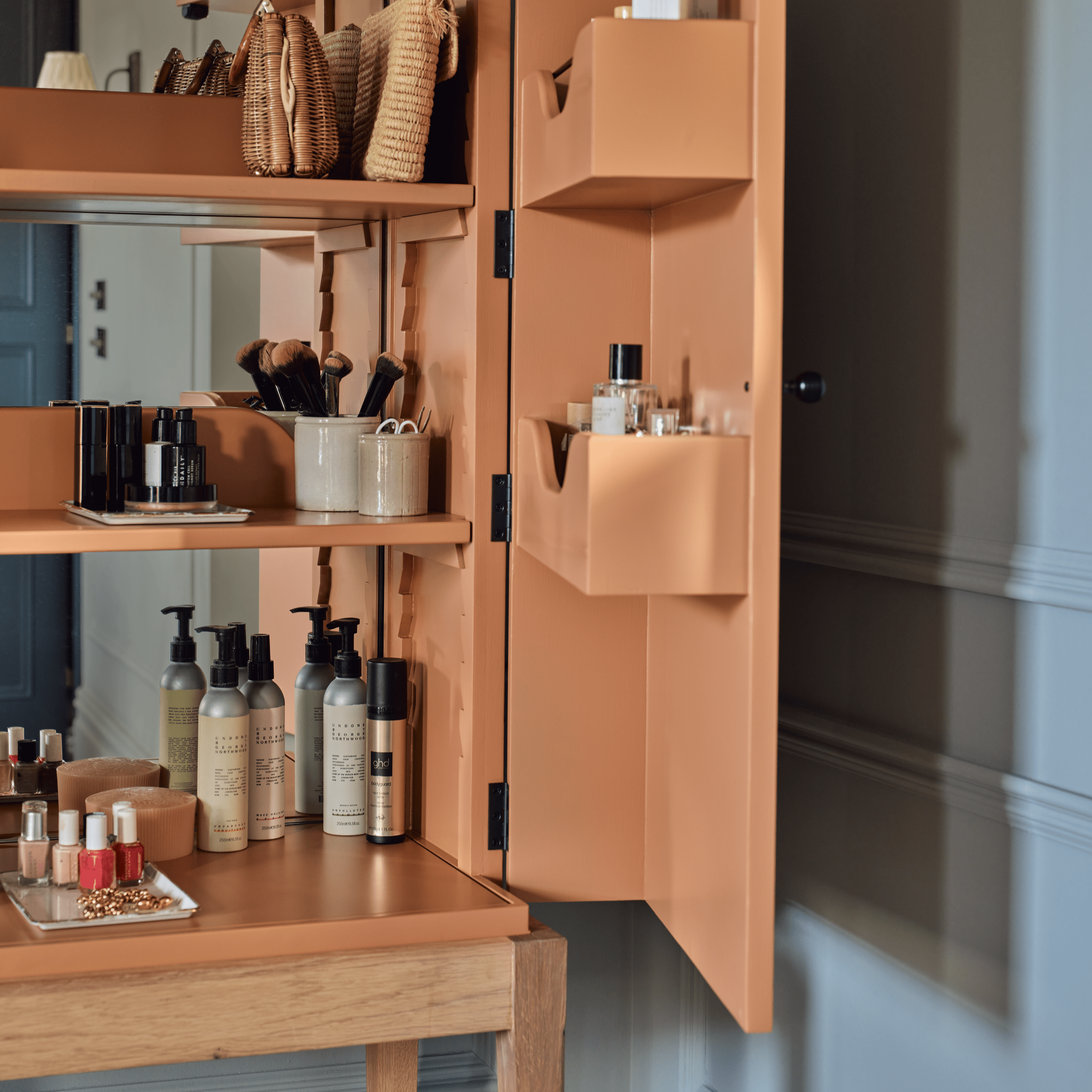 Neptune Storage Ardingly Cabinet with Oak Base & Mirrored Back