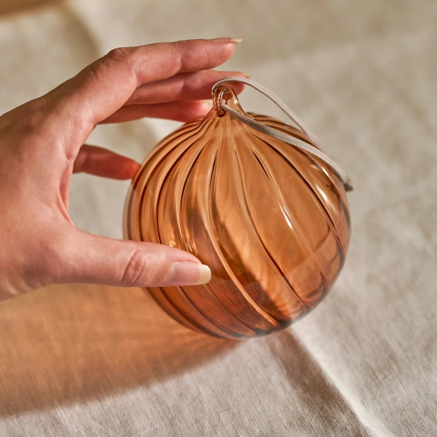 Avery Large Glass Bauble, Apricot - Set of 3 – Neptune