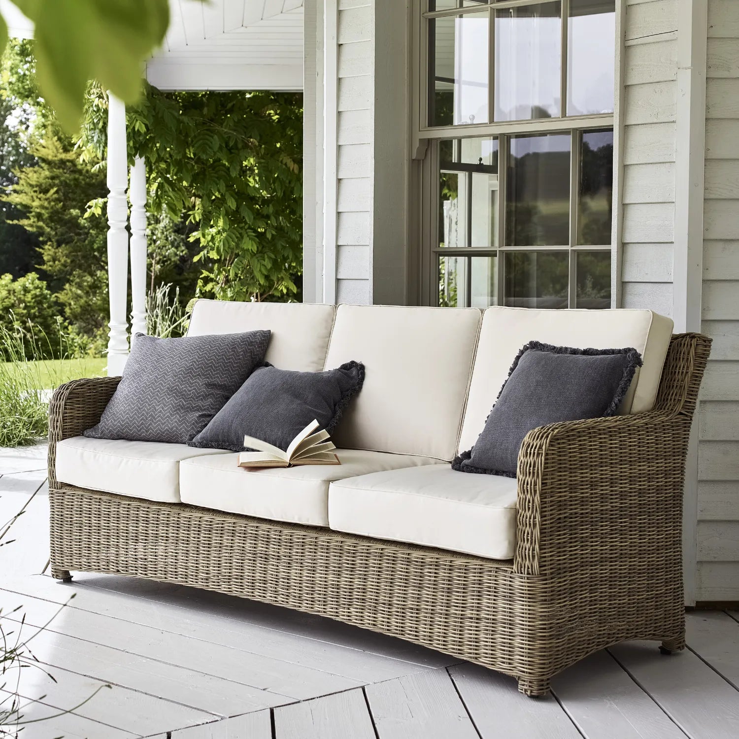 Compton 3 Seater Wicker Garden Sofa