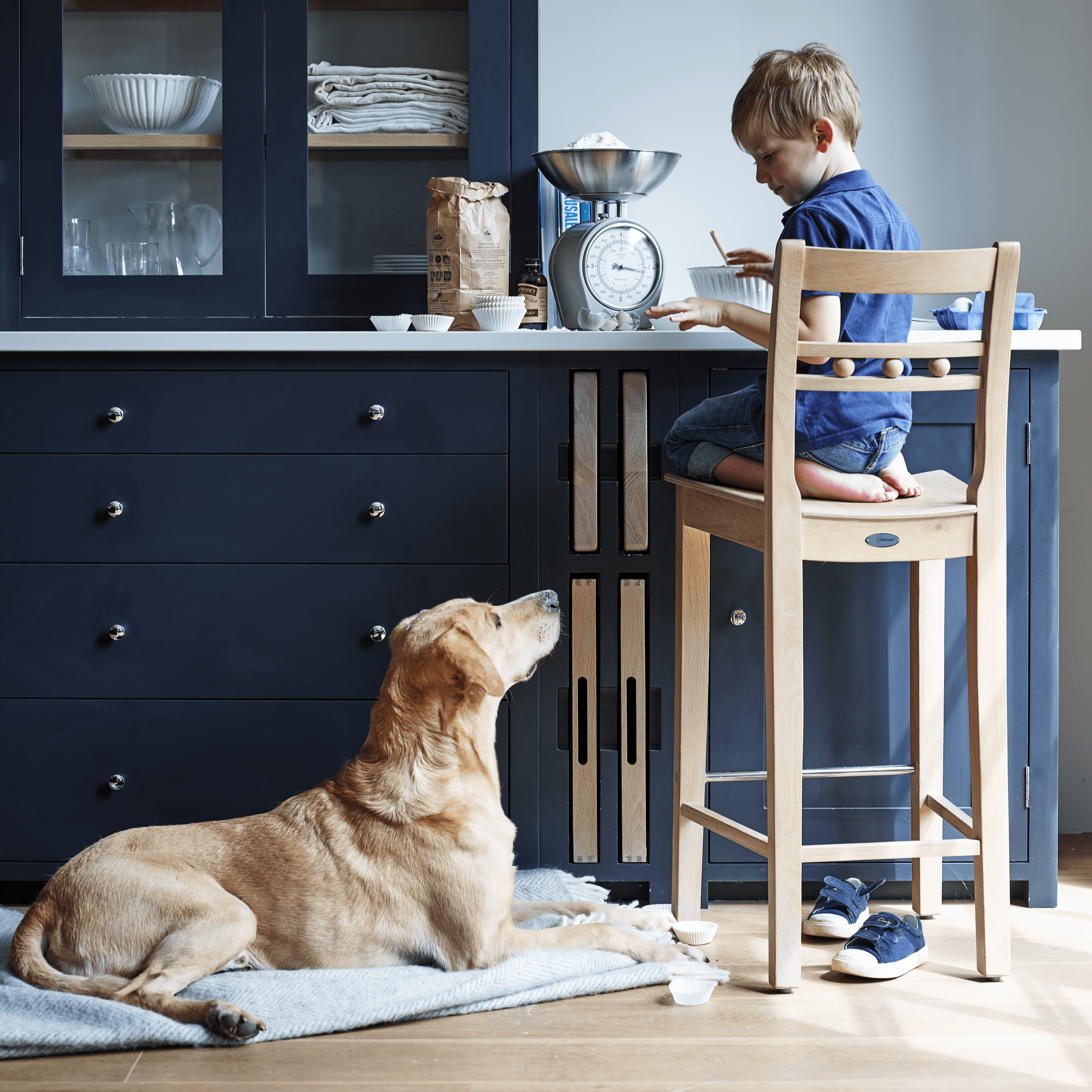 Suffolk High Back Oak Bar Stool