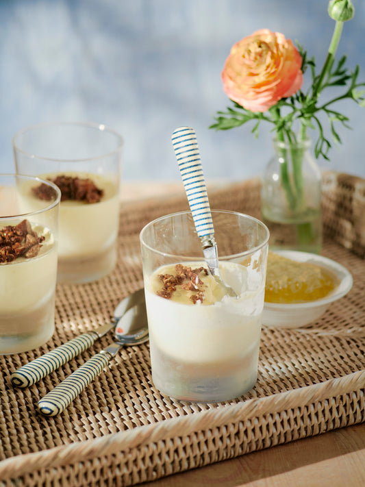 Lemon posset with honey oat crunch