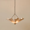 Athena pendant uplighter with scallop linen shade and bronze fittings
