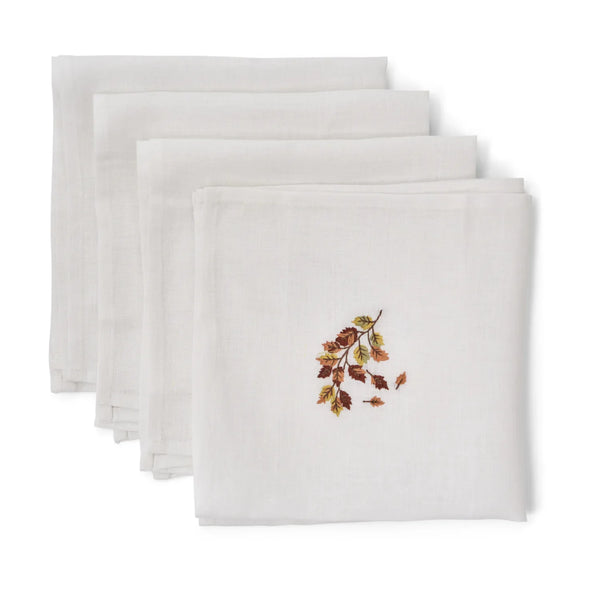 Autumn Falling Leaf Embroidered Napkin, Set of 4
