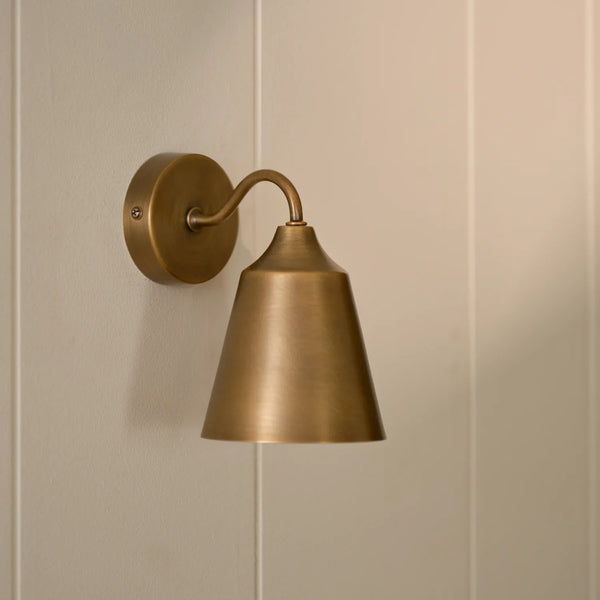Belgrave industrial style brushed brass wall light