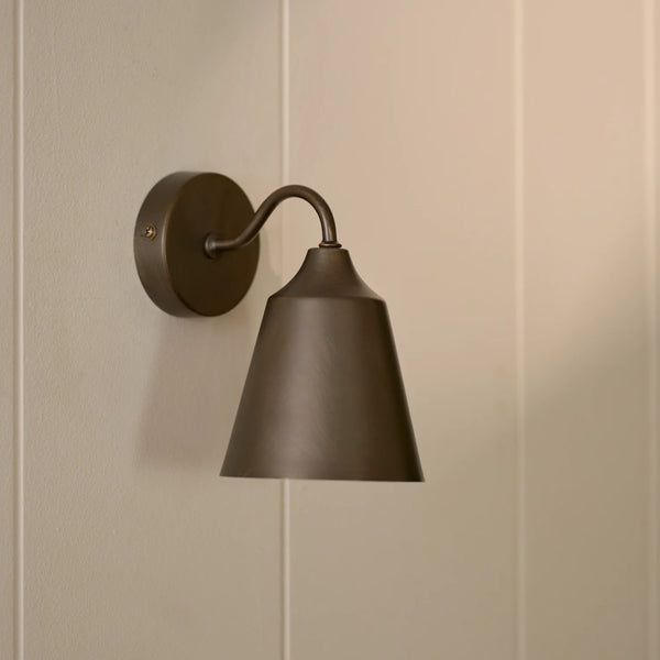 Belgrave industrial style brushed bronze wall light