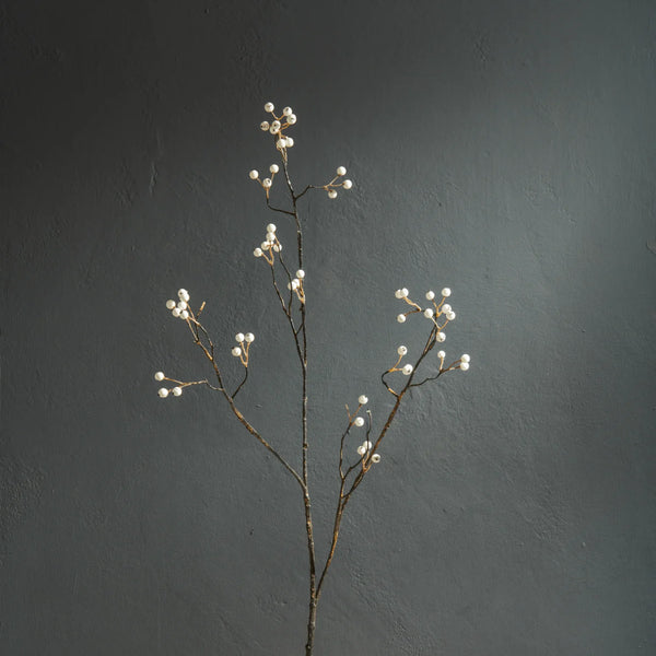 Faux flower spray, black branches with small white berries