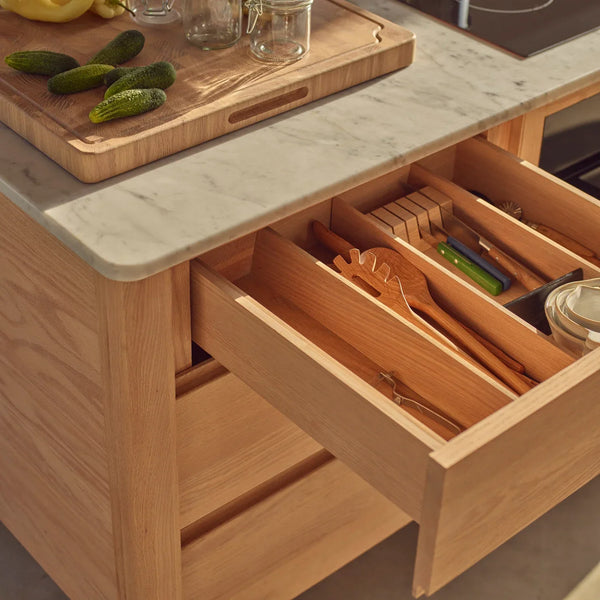 Neptune Kitchen_Kitchen furniture_Kitchen free standing default Borough Freestanding Oak Cooking Island with Marble Top