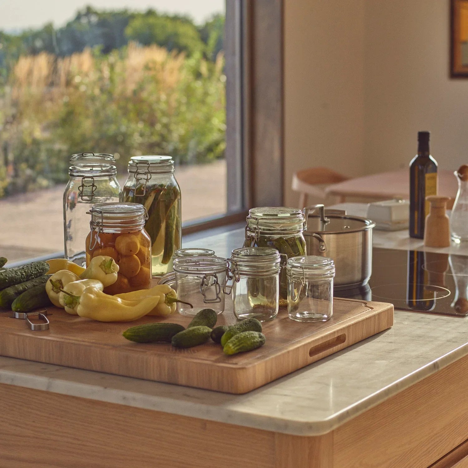 Neptune Kitchen_Kitchen furniture_Kitchen free standing default Borough Freestanding Oak Cooking Island with Marble Top