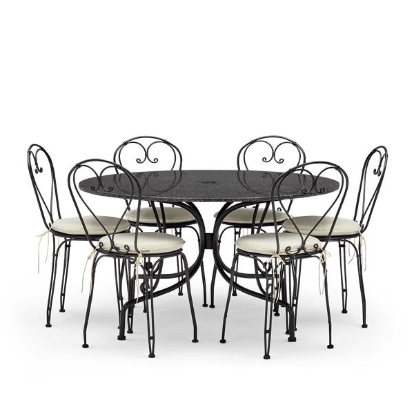 Neptune Seasonal_Garden_Outdoor sofas and relaxed chairs default Boscombe 6 Seater Round Metal Garden Dining Set with Granite Top