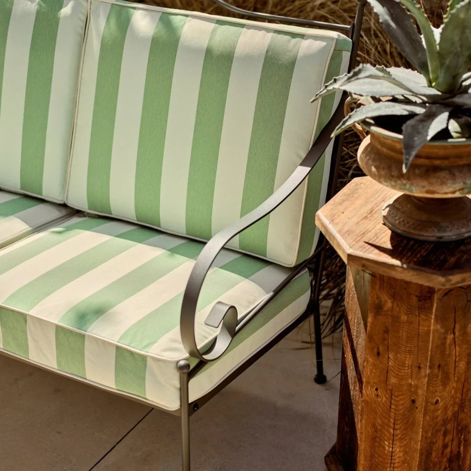 Neptune Seasonal_Garden_Outdoor sofas and relaxed chairs default Cheltenham 4 Seater Metal Garden Sofa Set with Granite Top Coffee Table, Green Stripe