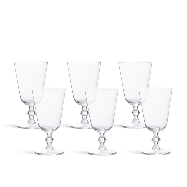 Set of 6 Greenwich wine glasses on white background
