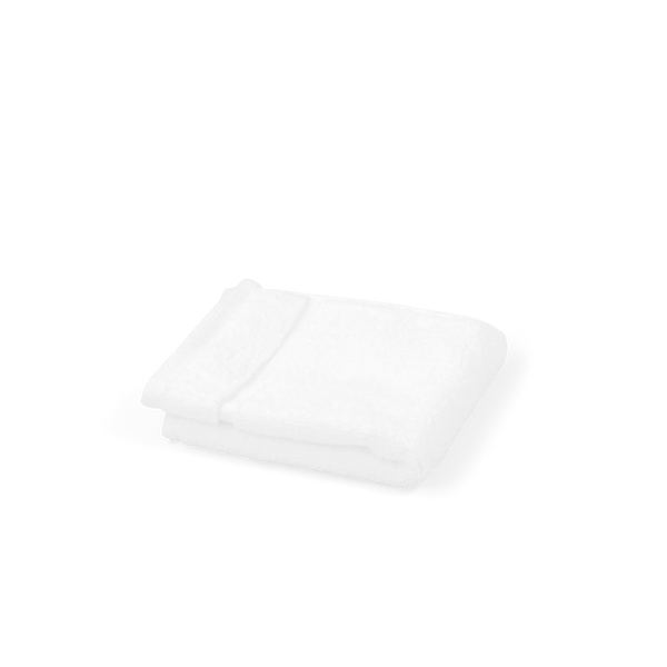 A folded white cotton flannel on a plain white background.