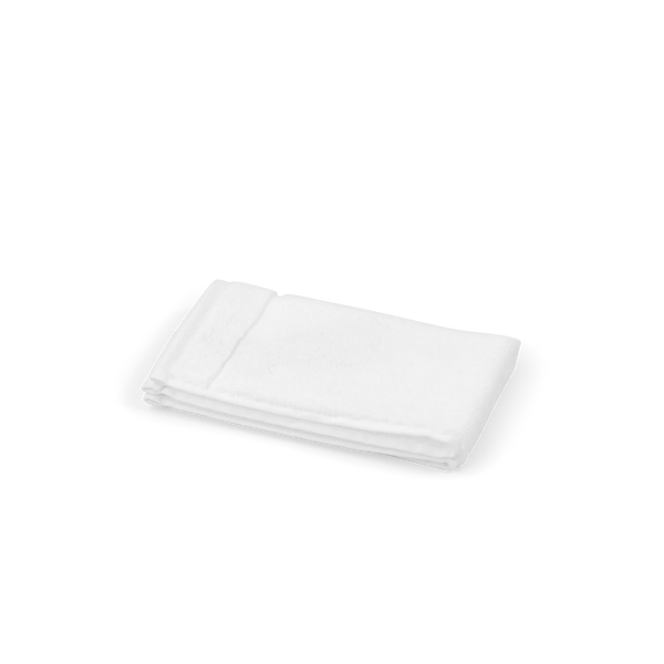 A folded white cotton towel on a clean white background.