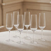 Hoxton Champagne Flutes on table with linen tablecloth 