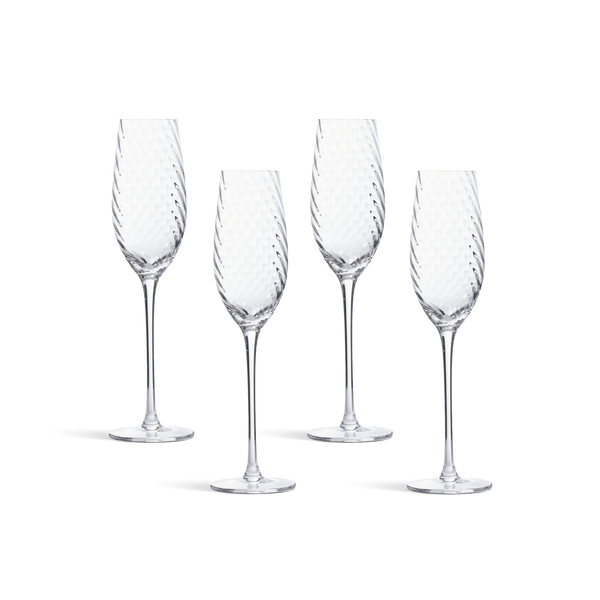 Neptune Glassware Islington Champagne Flutes, Set of 4 on white background