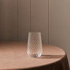Islington Highball Glasses on table with fabric tablecloth