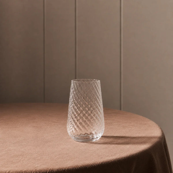 Islington Highball Glasses on table with fabric tablecloth