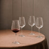 Islington Red Wine Glasses on table with fabric tablecloth