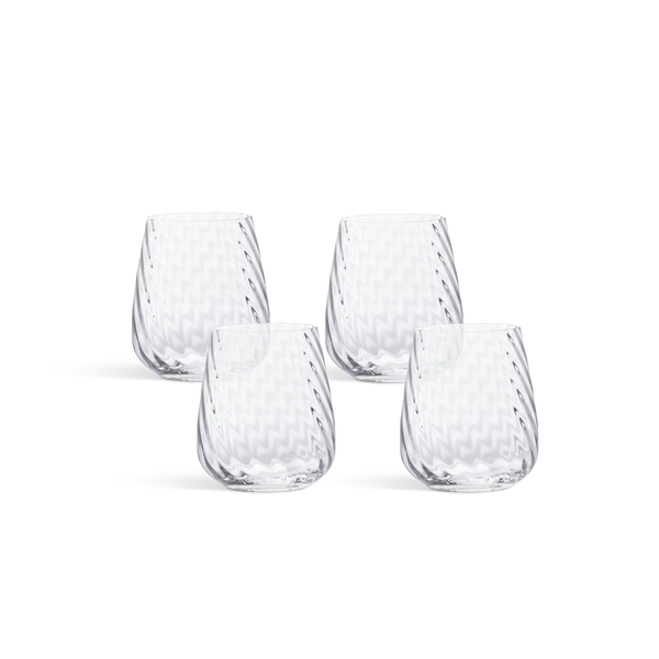 Set of four Islington ripple water glass on white background