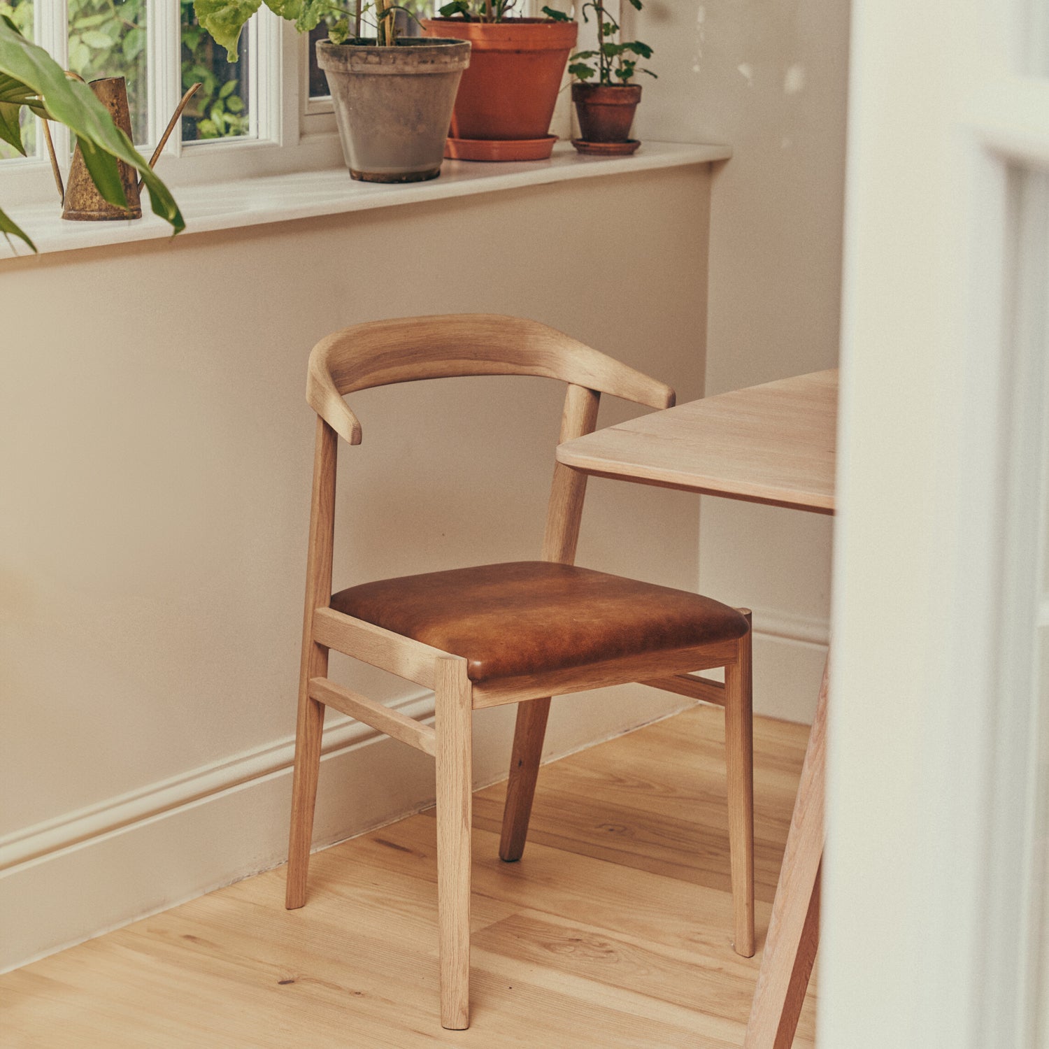 Neptune Chairs Borough Oak Dining Chair, Barnaby Leather