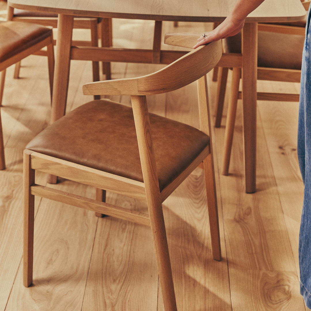 Renewed - Borough Oak Dining Chair, Tan Leather – Neptune