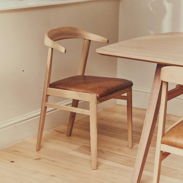 Neptune Furniture_Living & dining furniture_Dining & bar stools default Renewed Borough Oak Dining Chair, Tan Leather