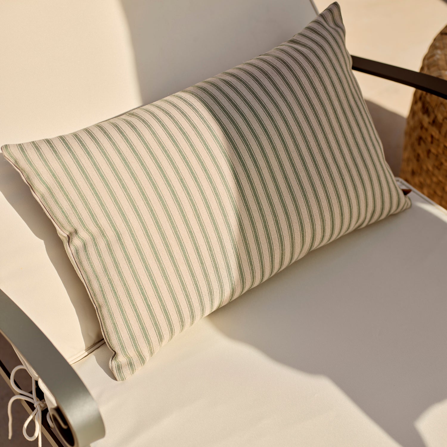 Neptune Cushions Fine Stripe Outdoor Bolster Cushion, Green