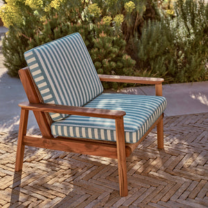 Neptune Armchairs Kew Teak Armchair with Raya Turchese Stripe Cushions
